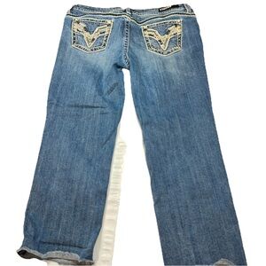 Vigoss Blue Bling Jeans Women's Size 15/16 Length 25” Chelsea Capri Heritage Fit